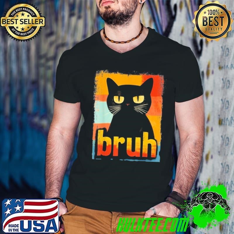 Funny Cat Bruh For Teens Boys Girls Men Women Meme Graphic Guys V Neck
