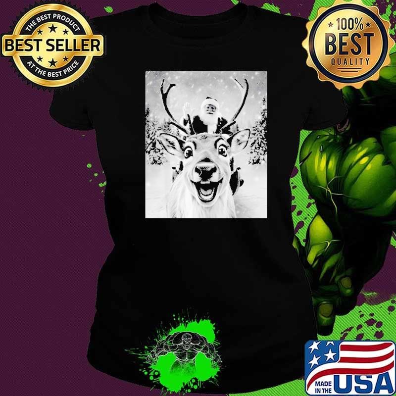 Funny Reindeer Selfie Santa Christmas Gifts Shirt