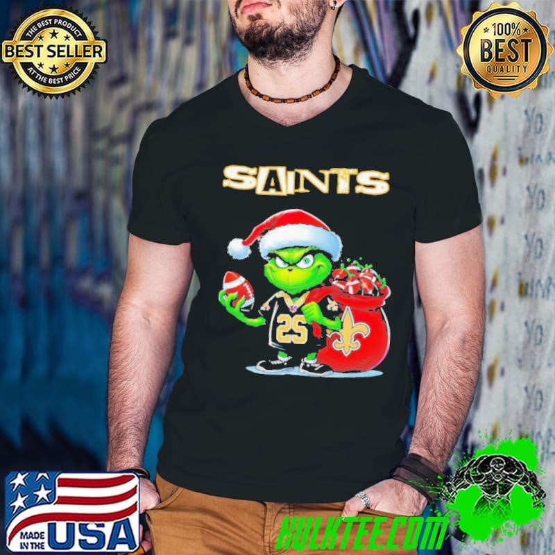 Grinch Santa Christmas gift for fan New Orleans Saints shirt