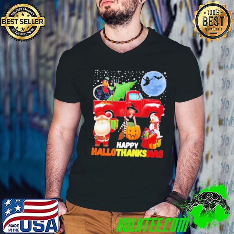 Happy hallothanksmas halloween thanksgiving christmas Guys V Neck