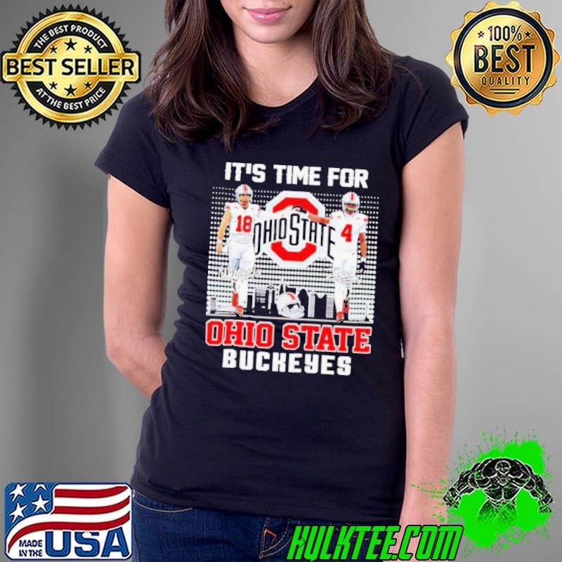 It’s time for Ohio State Buckeyes football Will Howard and Jeremiah Smith signatures skyline Ladies Tee