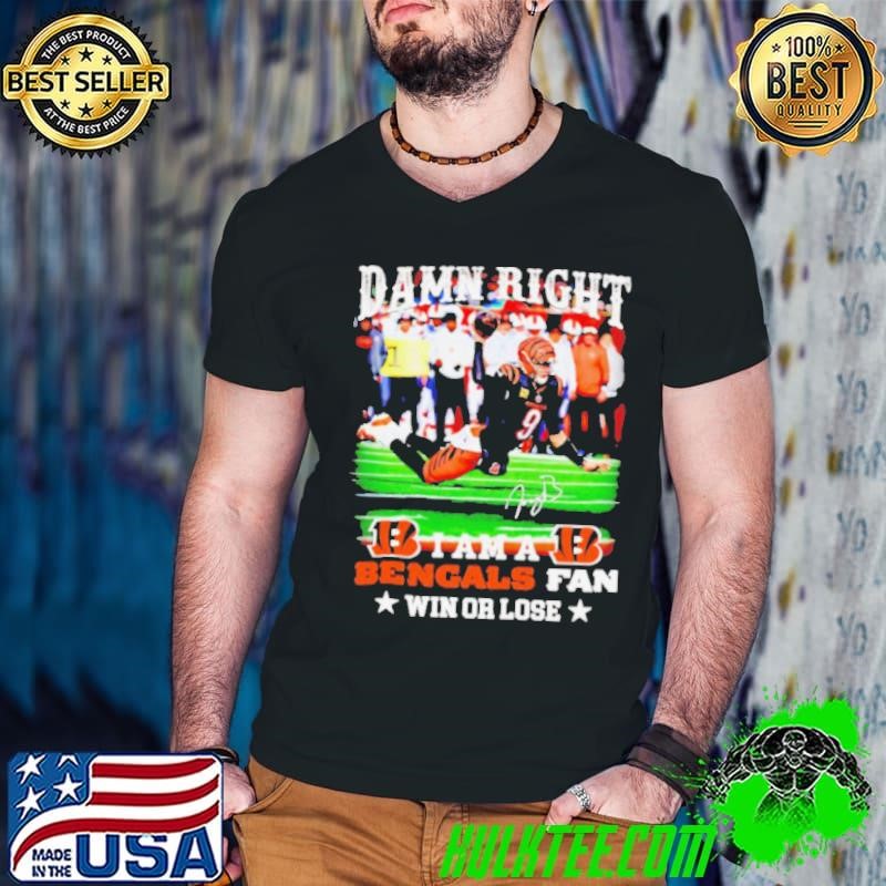 Joe Burrow Superman damn right I am a Bengals fan win or lose Guys V Neck