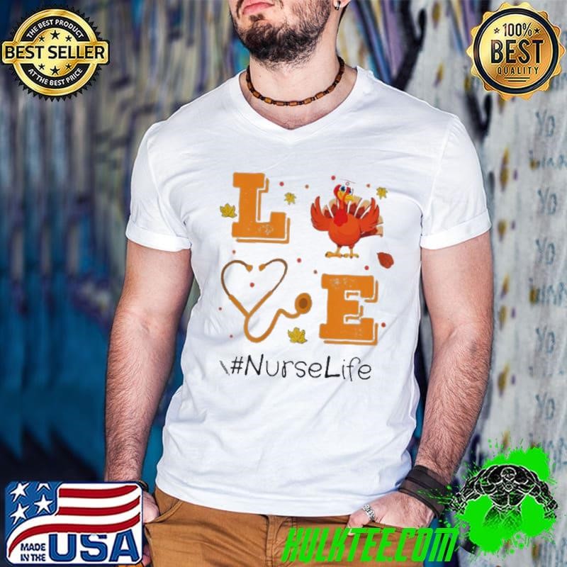 Love Nurse Life Turkey Nursing Thanksgiving pajama Guys V Neck