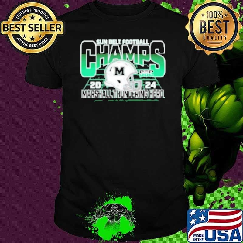 Marshall Thundering Herd 2024 Sun Belt Football Conference Champions helmet Shirt