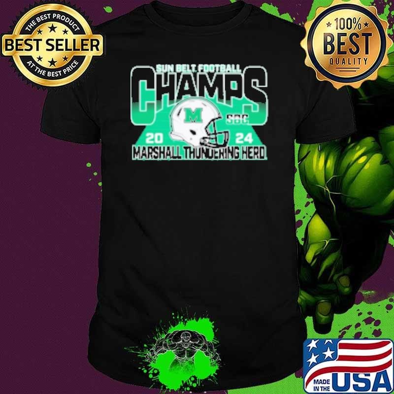 Marshall Thundering Herd Blue 84 Unisex 2024 Sun Belt Football Conference Champions Shirt
