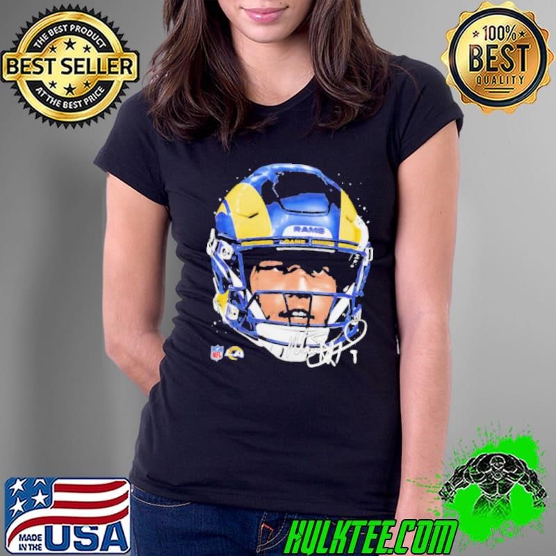 Matthew Stafford Los Angeles Rams NFL football big face signature graphic Ladies Tee