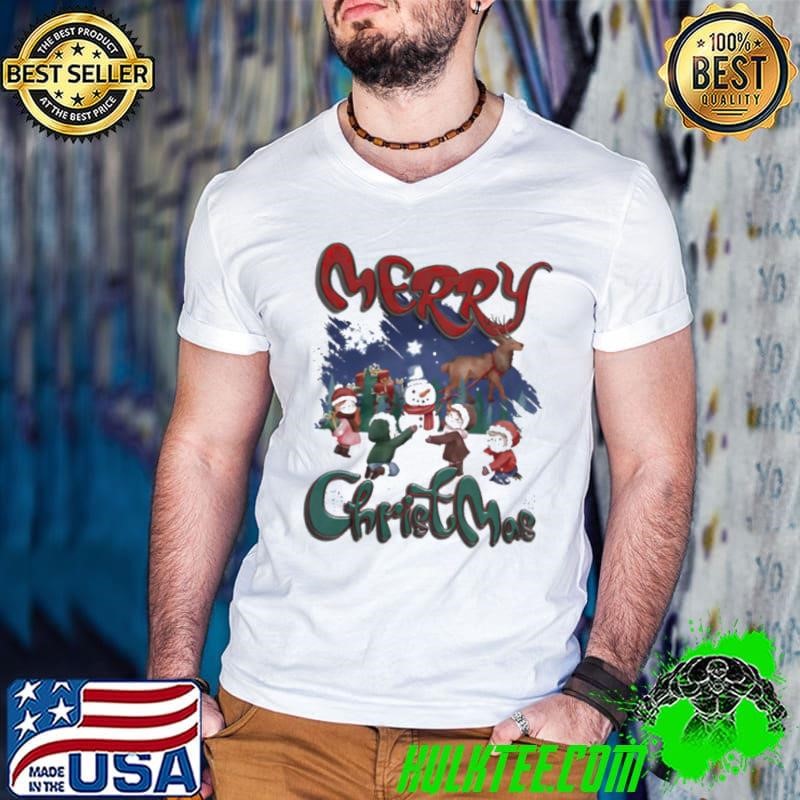 Merry Christmas Children make snowmen vintage shirt