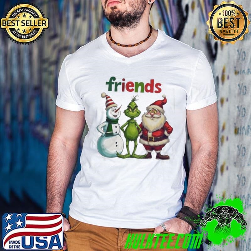 Merry Christmas Friends Snowman Grinch Santa 2024 Shirt