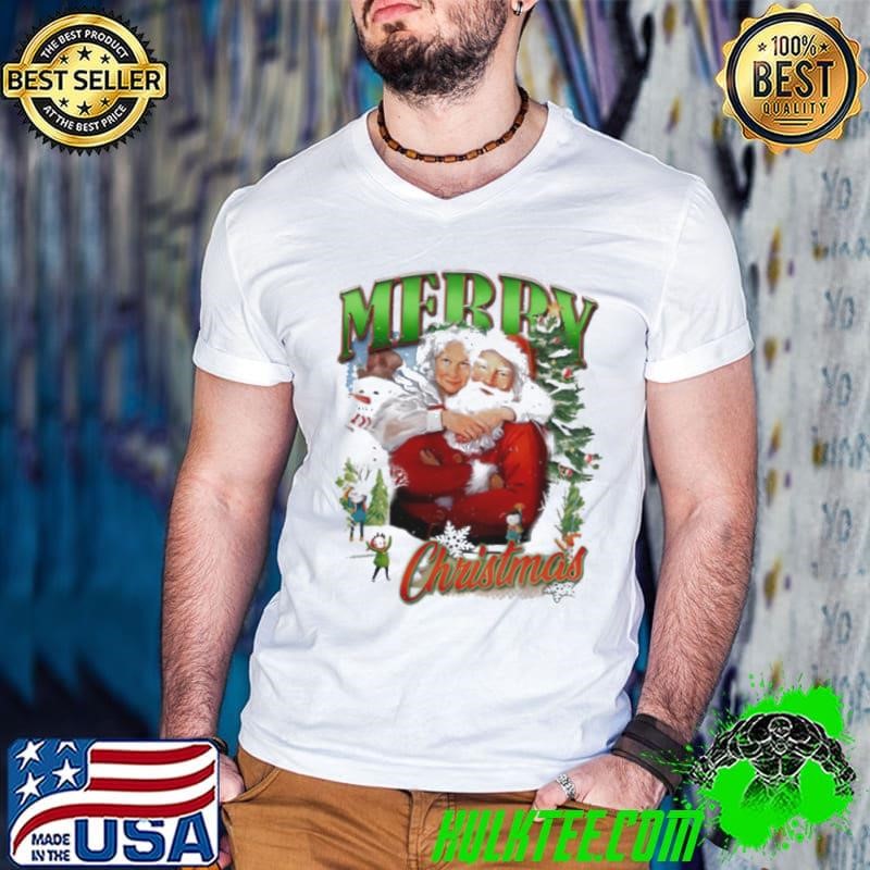 Merry Christmas Santa Claus and Wife Christmas tree snow vintage shirt