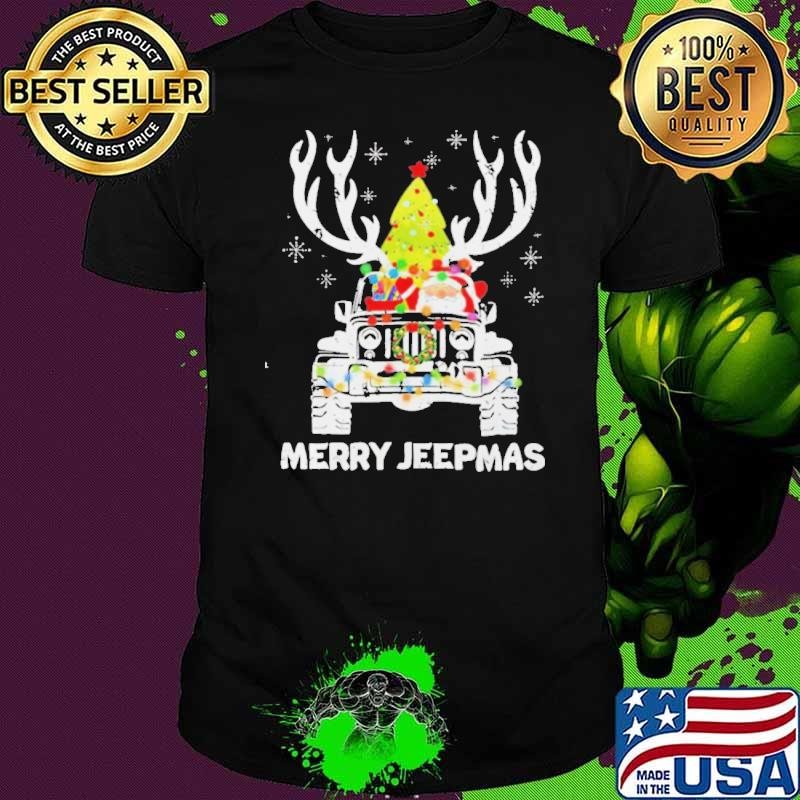 Merry Jeepmas ugly light reindeer Christmas shirt