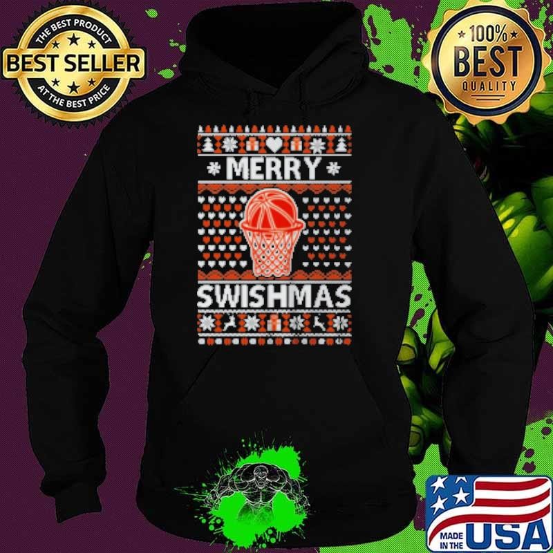 Merry Swishmas Xmas Ugly Christmas Basketball Lover Hoodie