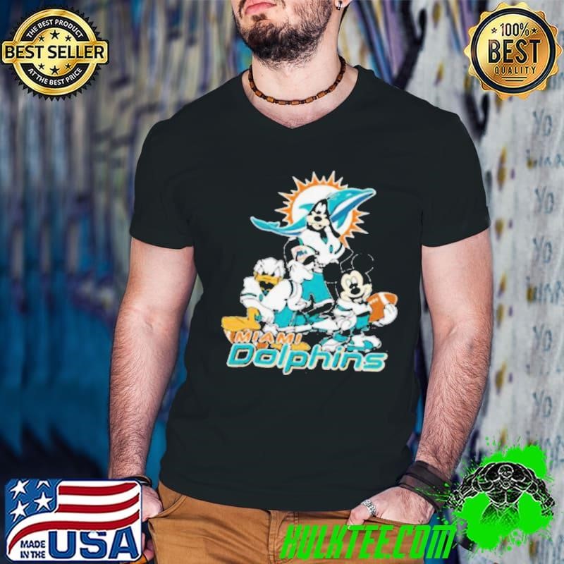 Mickey Friends Miami Dolphins Tee Disney Inspired Game Day Football NFL Guys V Neck