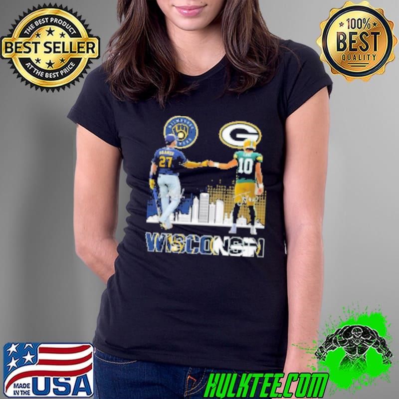 Milwaukee Brewers Willy Adames Green Bay Packers Jordan Love Wisconsin T Shirt Ladies Tee