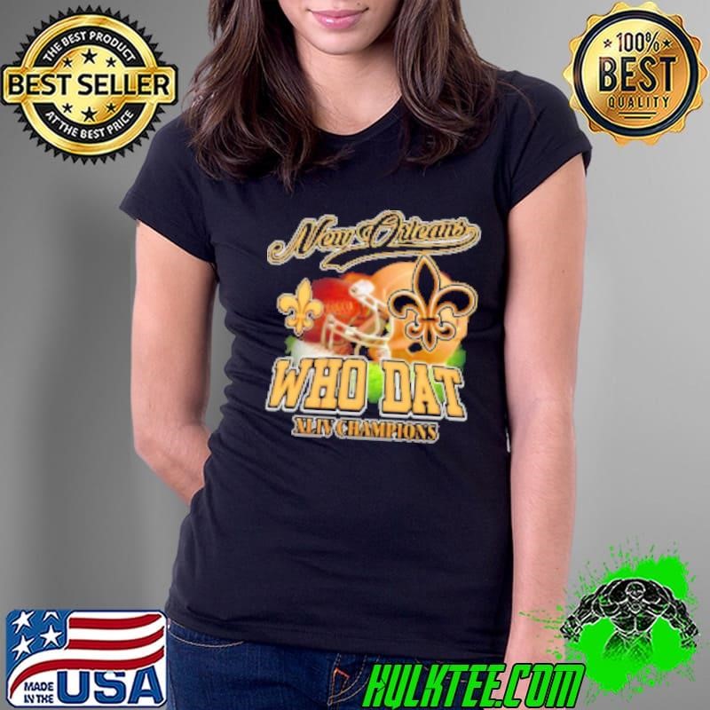 New Orleans Saints Who Dat XLIV Champions helmet Ladies Tee