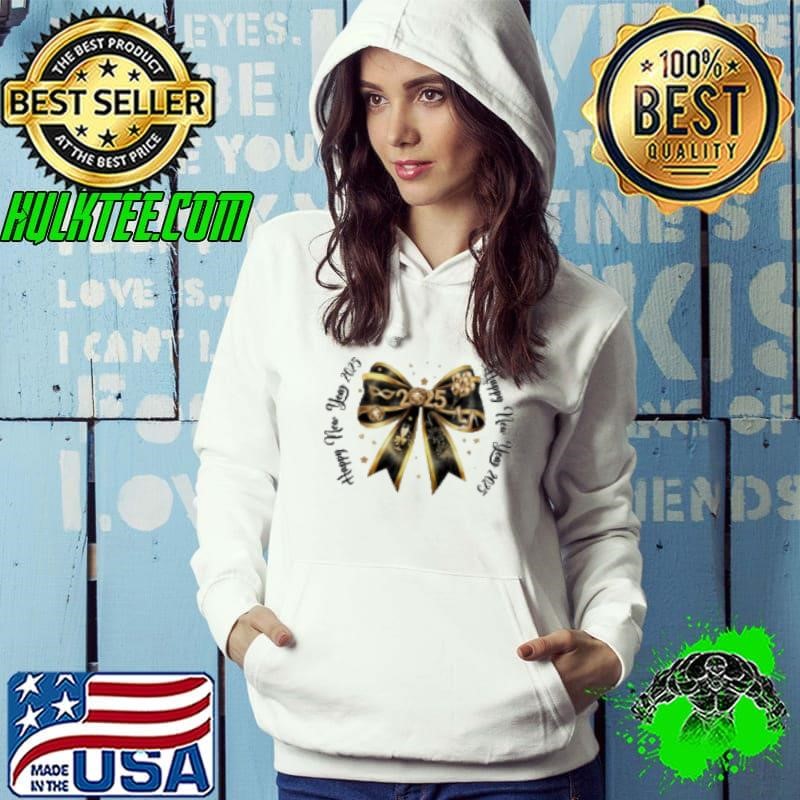 New Year 2025 Coquette Bow New Years Disco Ball Gold Shirt