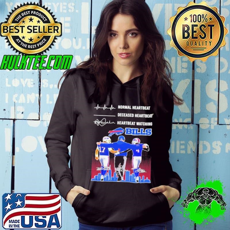 Normal Heartbeat Deceased Heartbeat Watch Buffalo Bills Allen, Cook and Sean McDermott Shirt