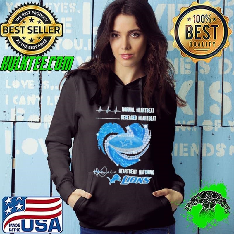 Normal Heartbeat Deceased Heartbeat Watching Detroit Lions X Heart Diamonds Hoodie