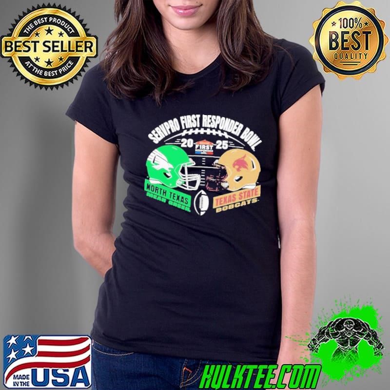 North Texas Mean Green Vs Texas State University Football 2024 First Responder Bowl Match-Up shirt