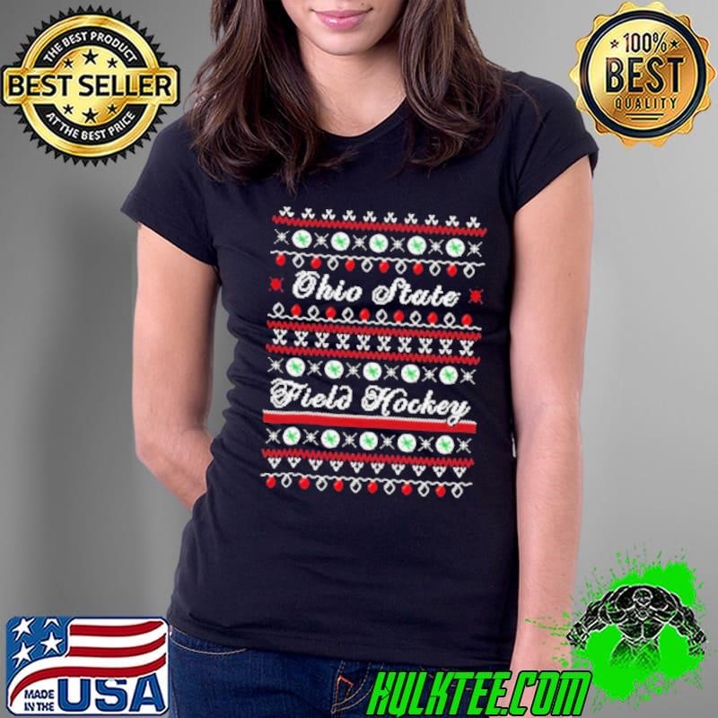 Ohio State Buckeyes Field Hockey ugly Christmas Ladies Tee