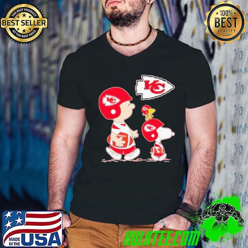 Peanuts characters Kansas City Chiefs football logo shirt