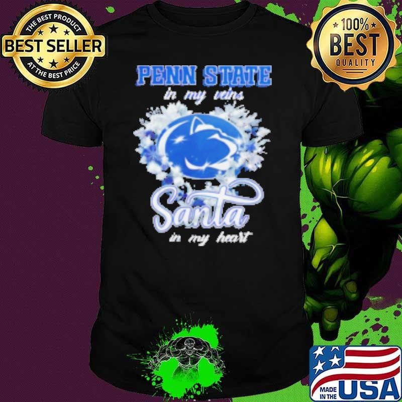 Penn State Nittany Lions in my veins Santa in my heart Christmas Shirt