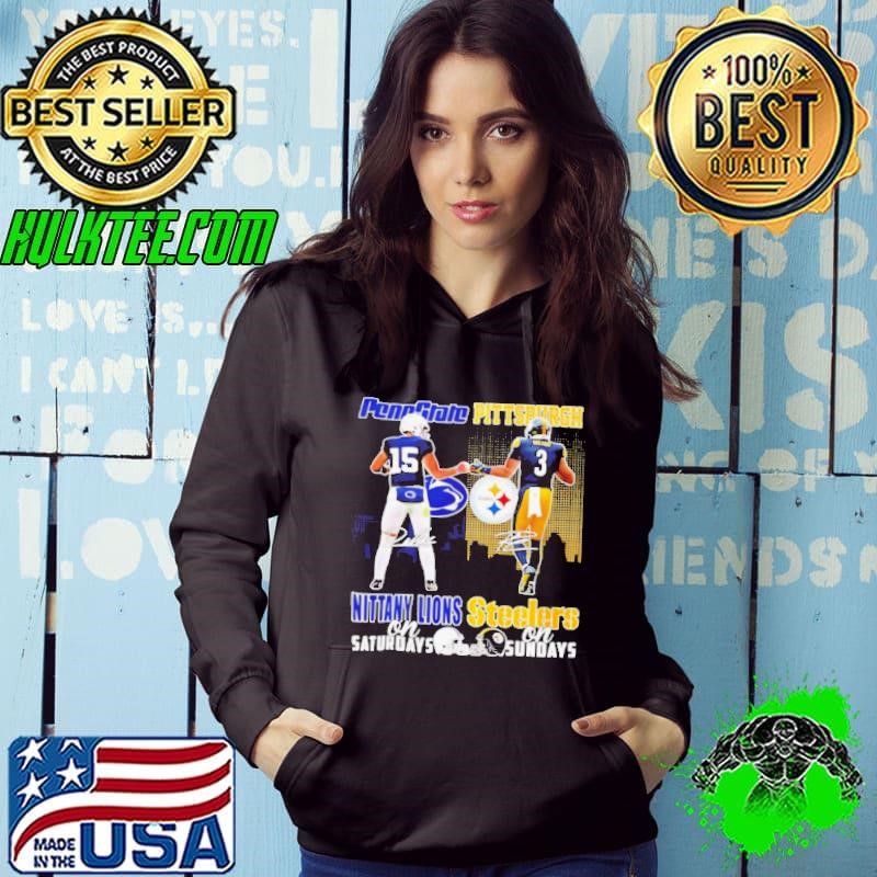 Penn State Nittany Lions on saturdays and Pittsburgh Steelers on Sundays city skyline Hoodie