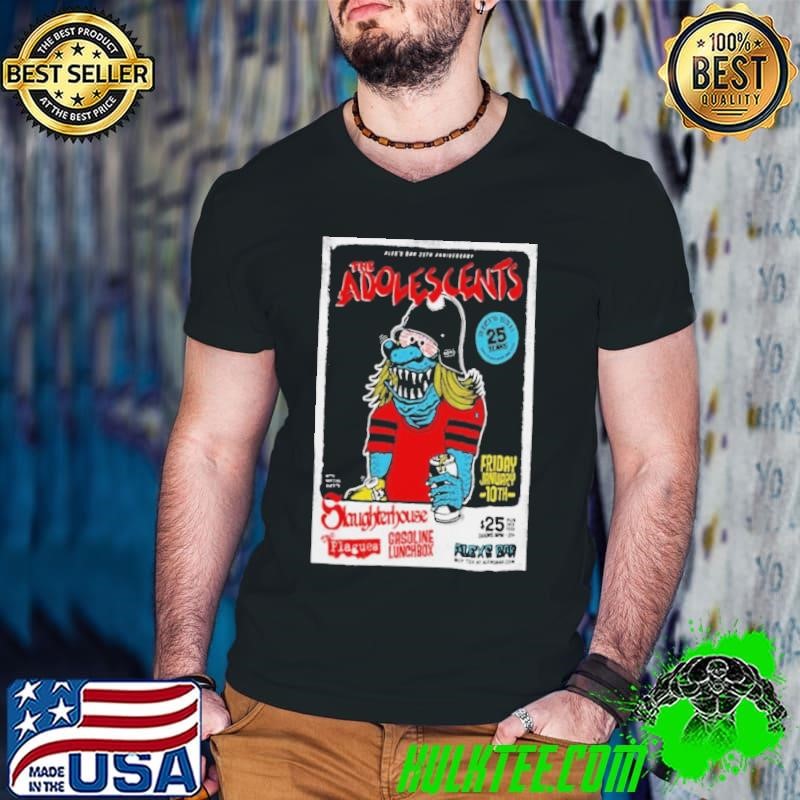 Poster January 10 2025 Event The Adolescents Alexs Bar Long Beach CA Show Guys V Neck