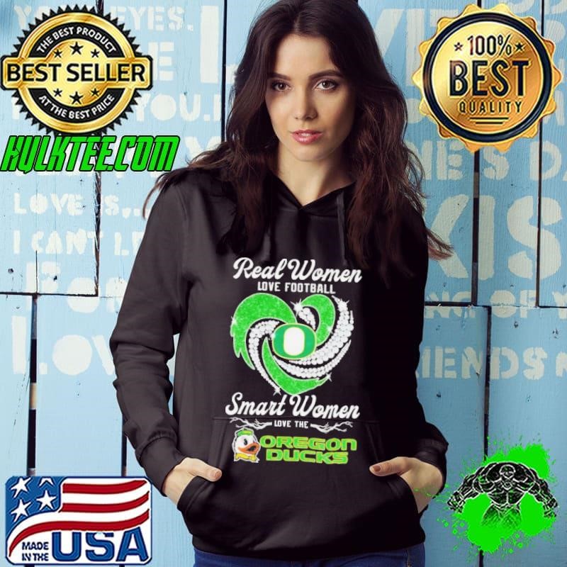 Real women love football smart women love the Oregon Ducks diamond heart Hoodie