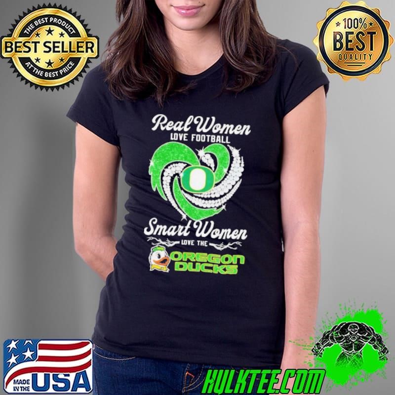 Real women love football smart women love the Oregon Ducks diamond heart shirt