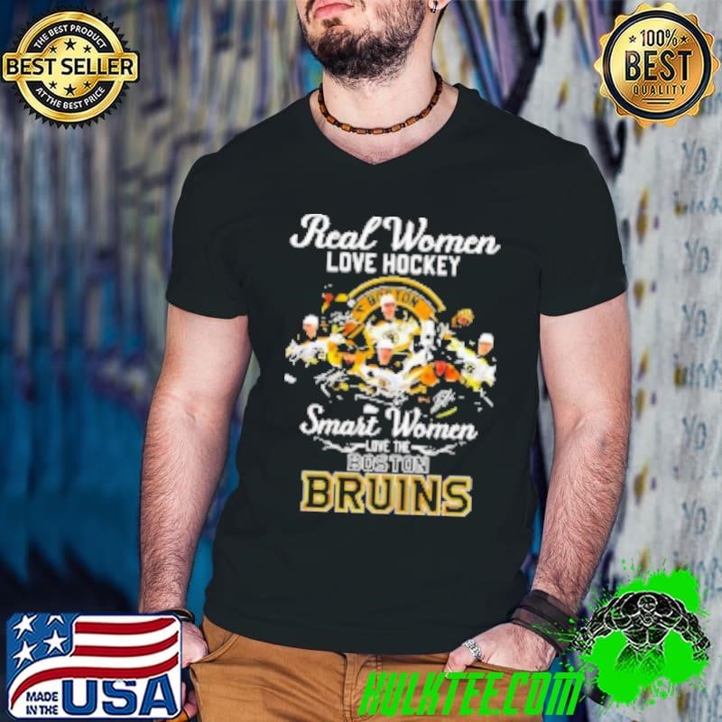 Real women love hockey smart women love the Boston Bruins Hockey signatures Shirt