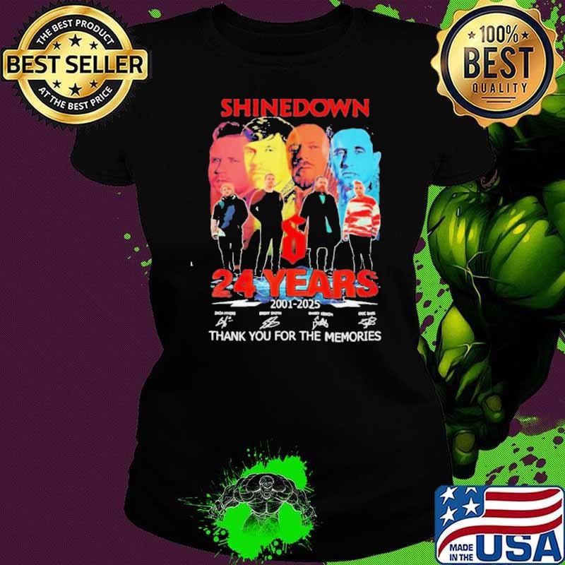 Shinedown 24 Years 2001 2025 thank you for the memories signatures Ladies tee