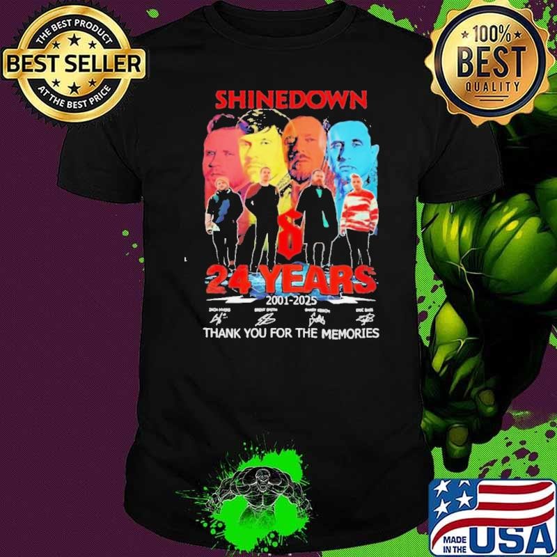 Shinedown 24 Years 2001 2025 thank you for the memories signatures shirt
