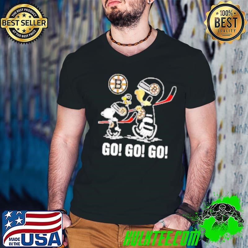 Snoopy and Charlie Brown Boston Bruins Hockey go go go Guys V Neck