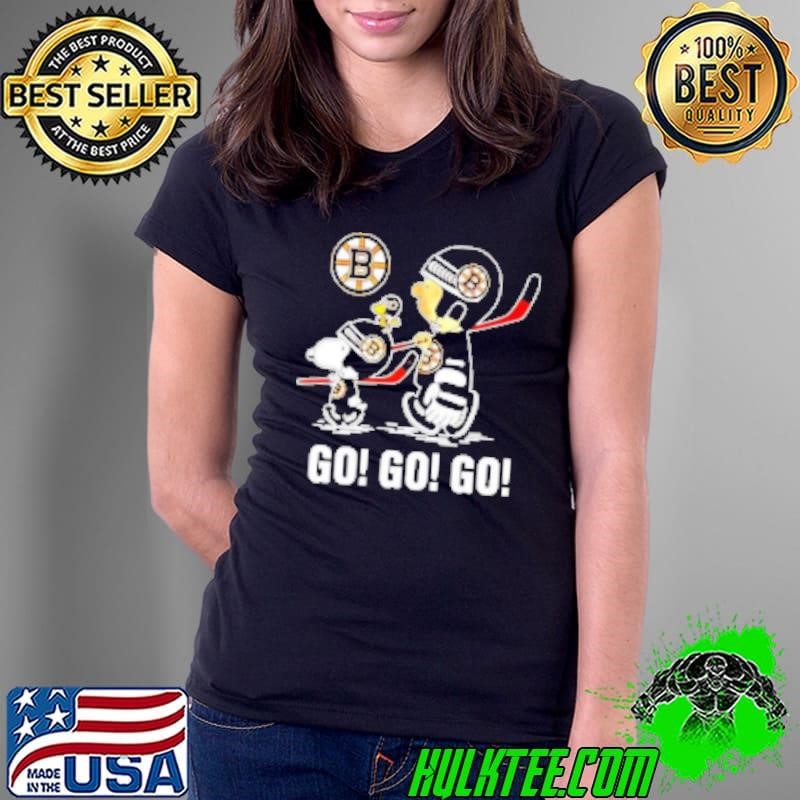 Snoopy and Charlie Brown Boston Bruins Hockey go go go Ladies Tee