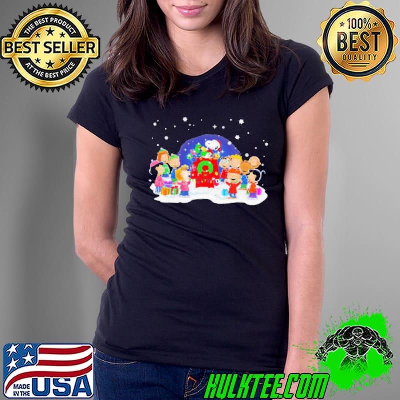 Snoopy and friends Peanuts Merry Christmas together Ladies Tee