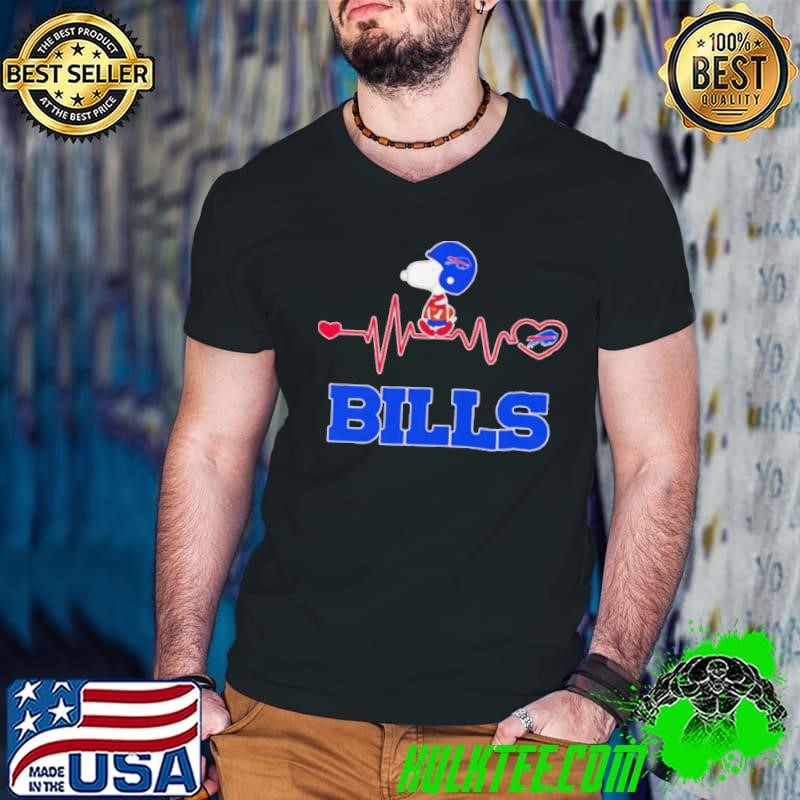 Snoopy walking on heartbeat Buffalo Bills football shirt