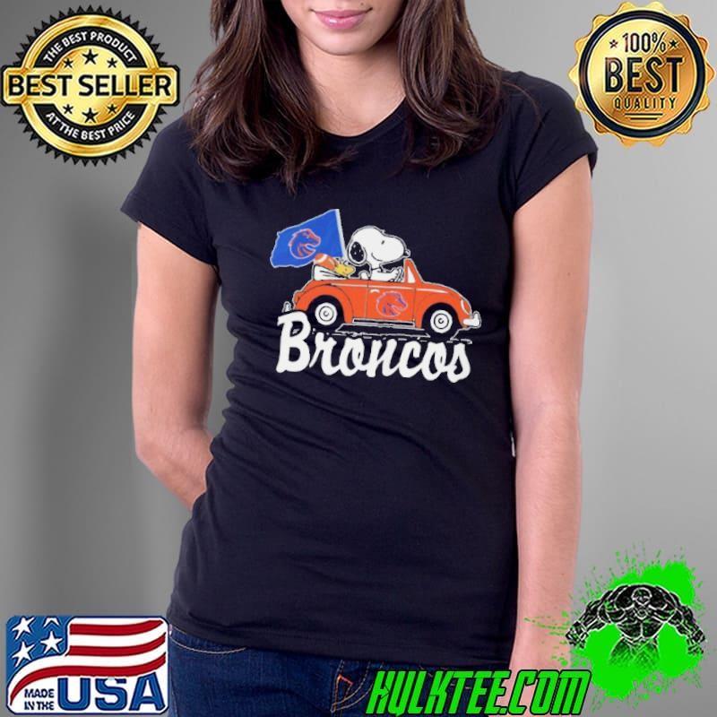 Snoppy Dirving Car Broncos Ladies Tee