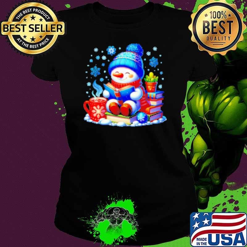 Snowman reading books Christmas Shirt