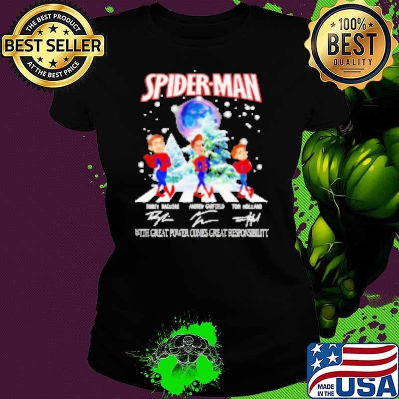 Spider Man with great power comes great responsibility signatures Shirt