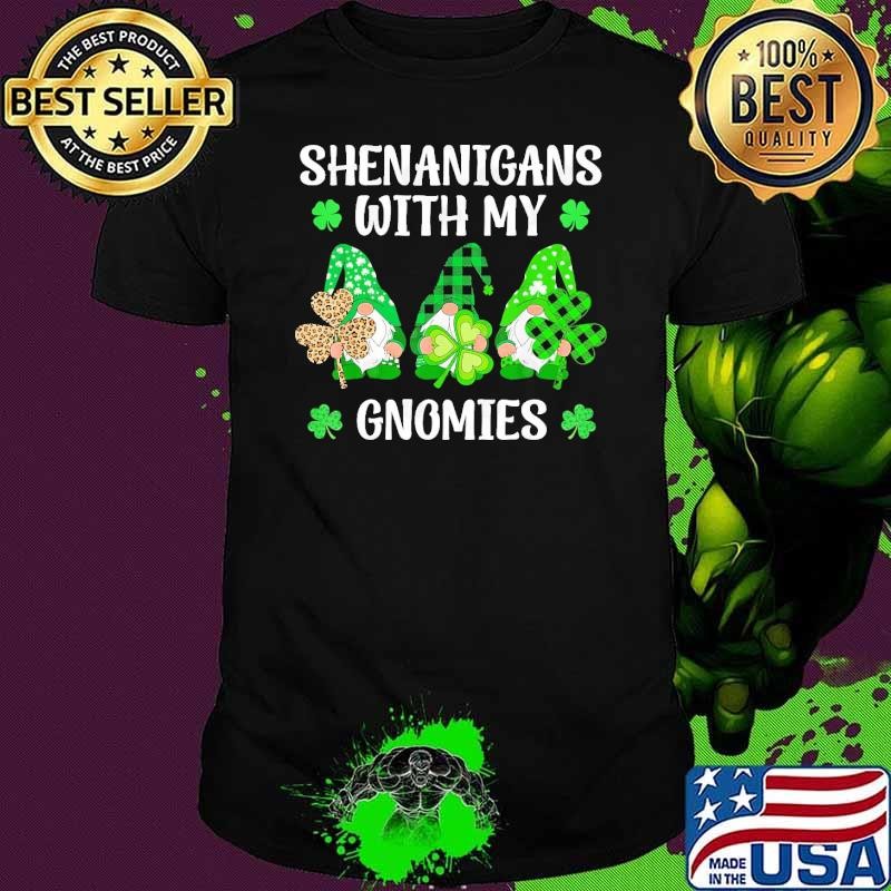 St Patricks day lucky Shamrock gnomes leopard Irish T-Shirt