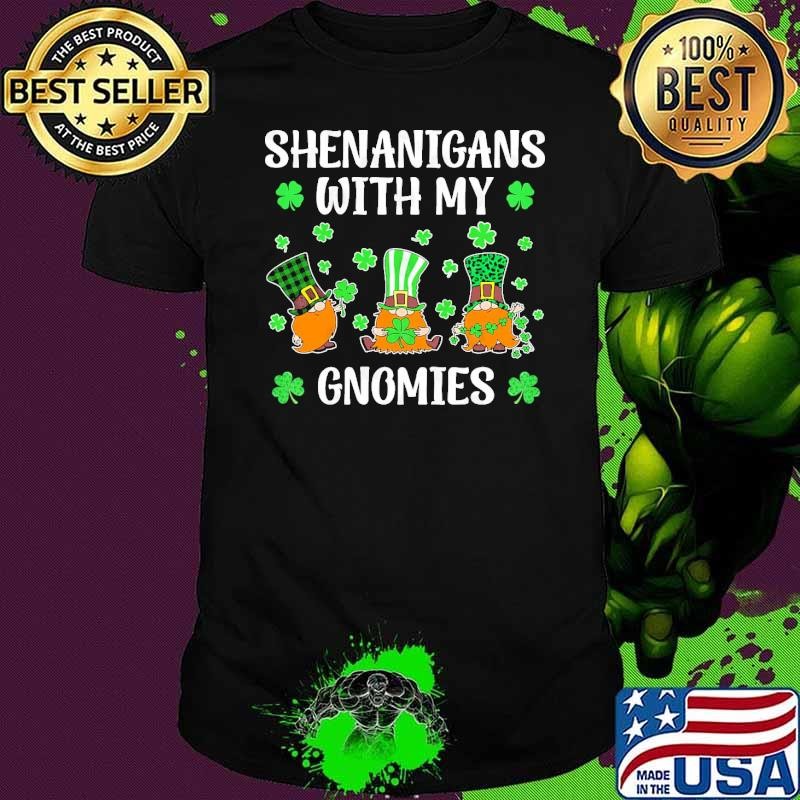St Patricks day lucky Shamrock leopard gnomes Irish T-Shirt