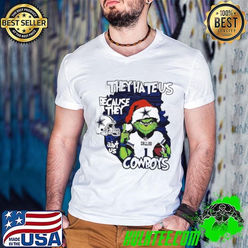 The Grinch they hate us because they ain’t us Cowboys helmet Christmas Guys V Neck
