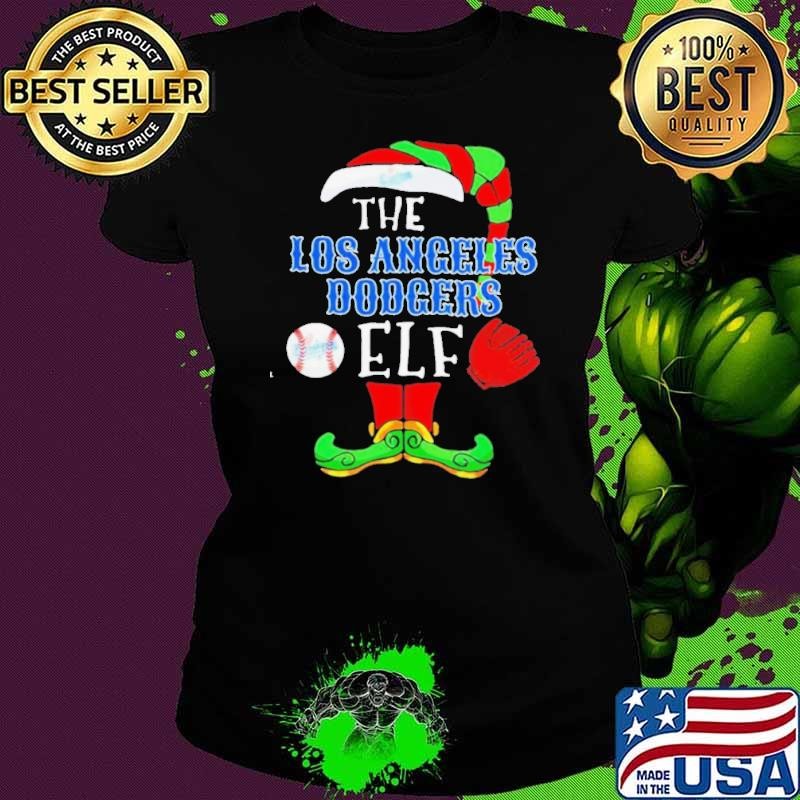 The Los Angeles Dodgers ELF Christmas Ladies tee