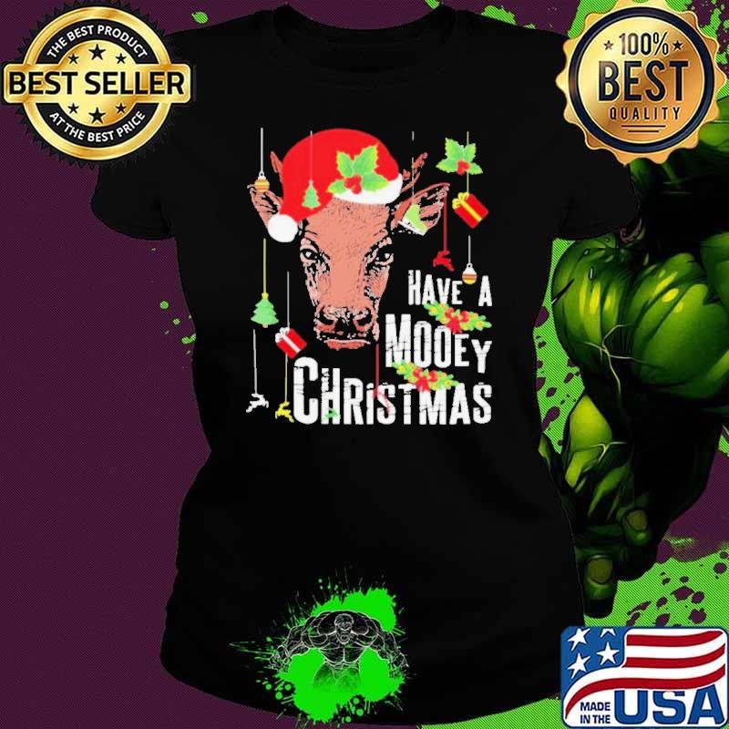 Top Cow Have A Mooey Christmas Ladies tee