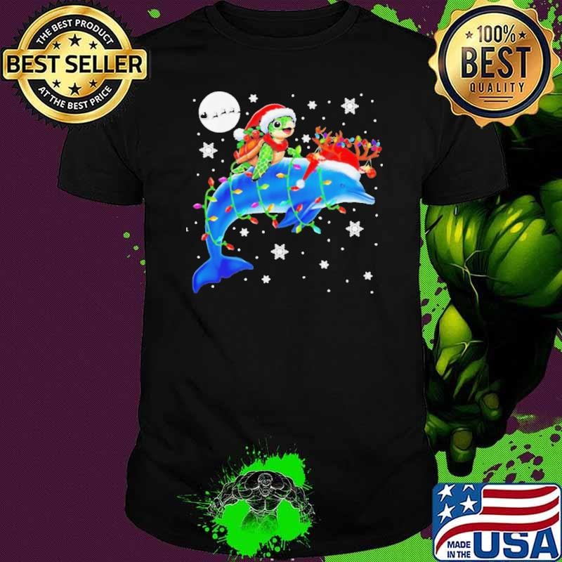 Turtle Reindeer Dolphin Christmas lights hat santa shirt