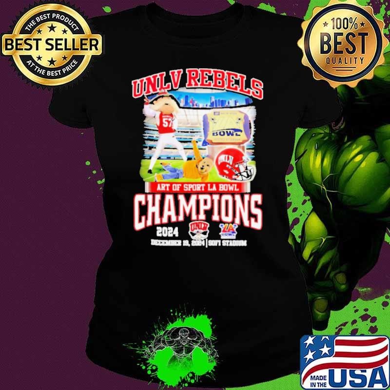 UNLV Rebels 2024 Art of Sport LA Bowl Champions Mascot Unisex T Shirt