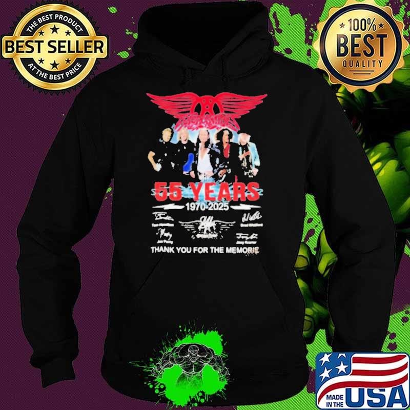 Aerosmith 55 Years 1970 2025 Thank You For The Memories Signatures Shirts Hoodie