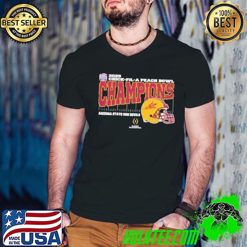 Arizona State Sun Devils 2025 Chick fil A Peach Bowl Champions College Football Playoff Quarterfinal Vintage Style With Helmet Guys V Neck