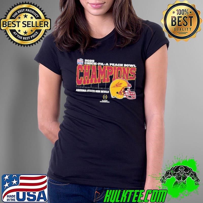 Arizona State Sun Devils 2025 Chick fil A Peach Bowl Champions College Football Playoff Quarterfinal Vintage Style With Helmet Shirt