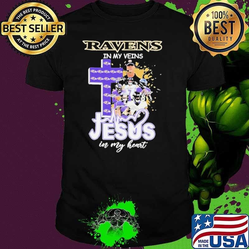 Baltimore Ravens In My Veins Jesus In My Heart Coach And Players Cross Signatures shirts